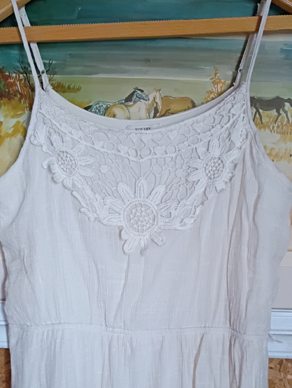 Poetry Cream Floral Spaghetti Strap Summer Beach Flowy Boho Dress Travel Relax